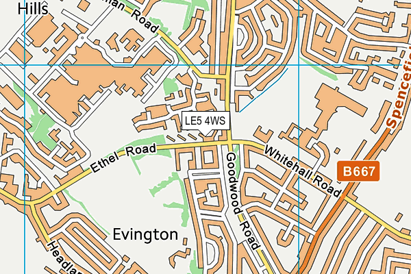 LE5 4WS map - OS VectorMap District (Ordnance Survey)