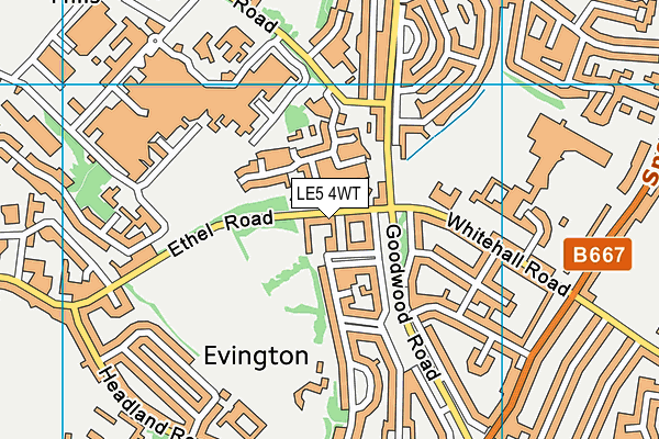 LE5 4WT map - OS VectorMap District (Ordnance Survey)