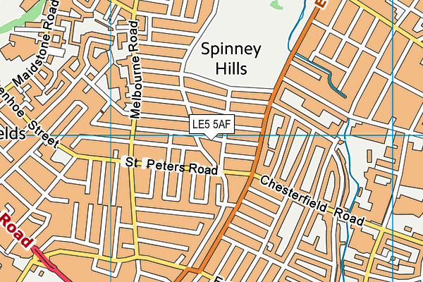 LE5 5AF map - OS VectorMap District (Ordnance Survey)