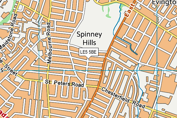 LE5 5BE map - OS VectorMap District (Ordnance Survey)