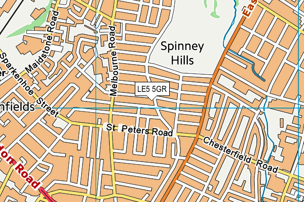 LE5 5GR map - OS VectorMap District (Ordnance Survey)