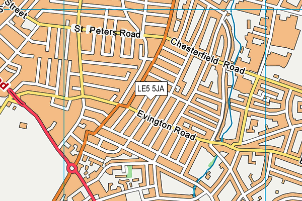 LE5 5JA map - OS VectorMap District (Ordnance Survey)