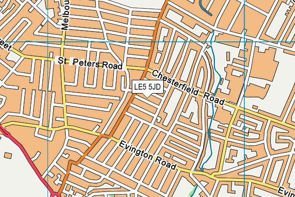 LE5 5JD map - OS VectorMap District (Ordnance Survey)