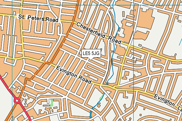 LE5 5JG map - OS VectorMap District (Ordnance Survey)