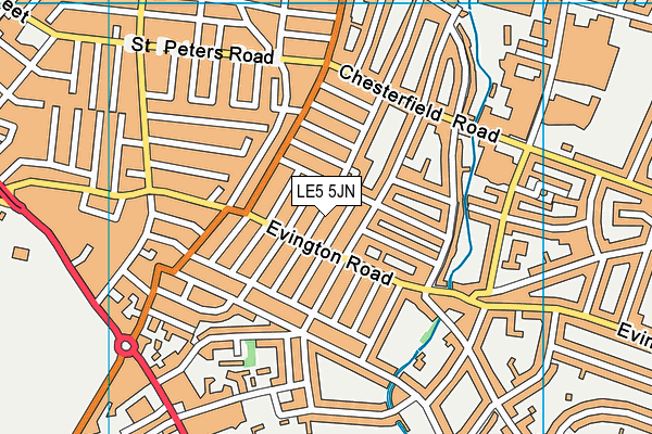 LE5 5JN map - OS VectorMap District (Ordnance Survey)