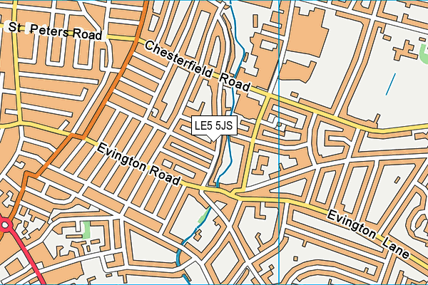 LE5 5JS map - OS VectorMap District (Ordnance Survey)