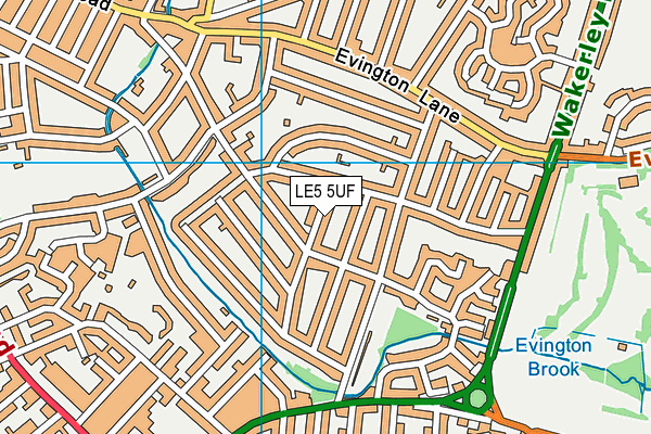 LE5 5UF map - OS VectorMap District (Ordnance Survey)