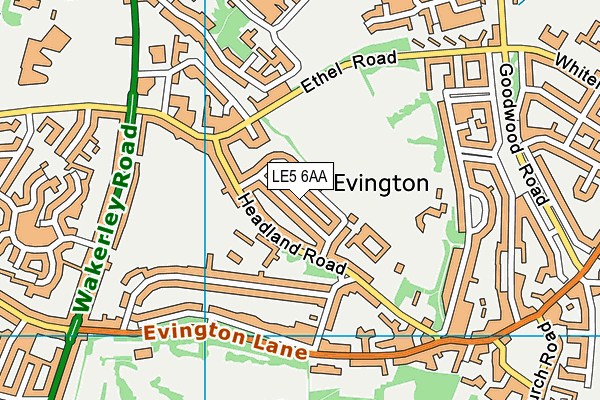 LE5 6AA map - OS VectorMap District (Ordnance Survey)