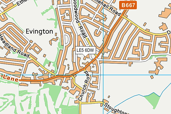 LE5 6DW map - OS VectorMap District (Ordnance Survey)