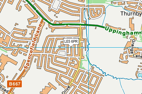 LE5 6PR map - OS VectorMap District (Ordnance Survey)