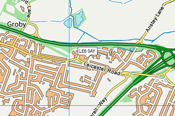 LE6 0AY map - OS VectorMap District (Ordnance Survey)