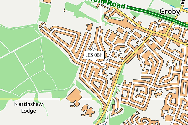 LE6 0BH map - OS VectorMap District (Ordnance Survey)