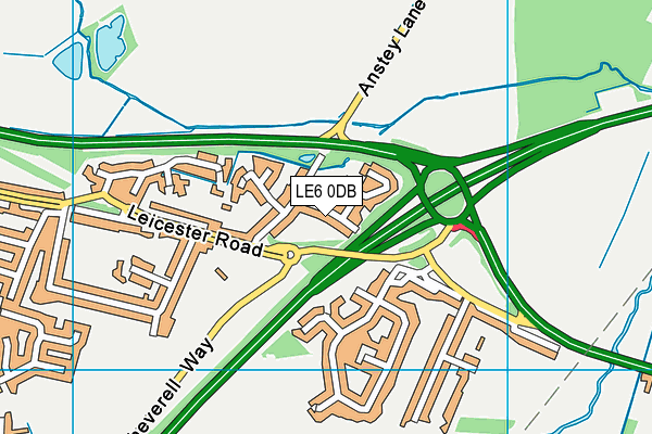 LE6 0DB map - OS VectorMap District (Ordnance Survey)