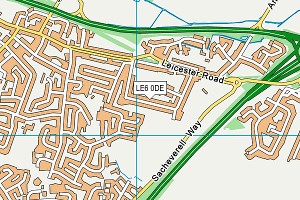 LE6 0DE map - OS VectorMap District (Ordnance Survey)
