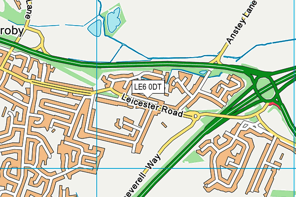 LE6 0DT map - OS VectorMap District (Ordnance Survey)