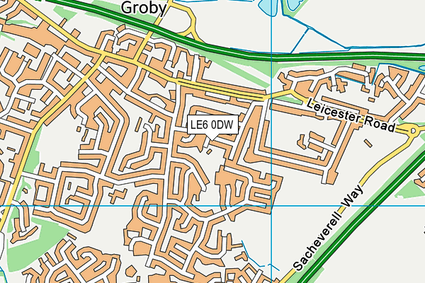 LE6 0DW map - OS VectorMap District (Ordnance Survey)