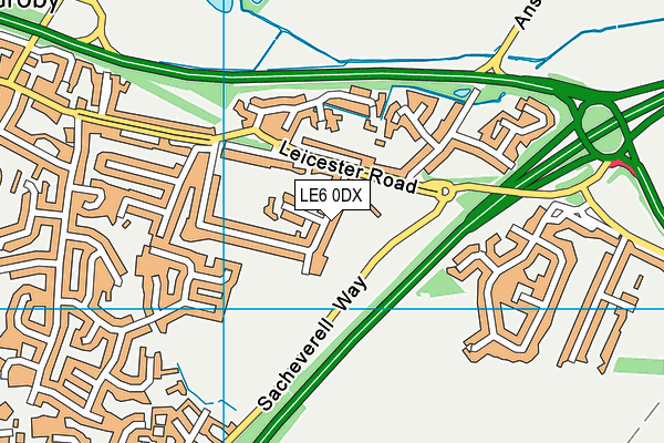 LE6 0DX map - OS VectorMap District (Ordnance Survey)