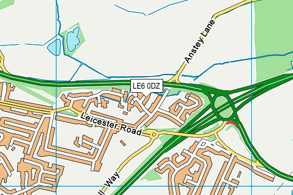 LE6 0DZ map - OS VectorMap District (Ordnance Survey)