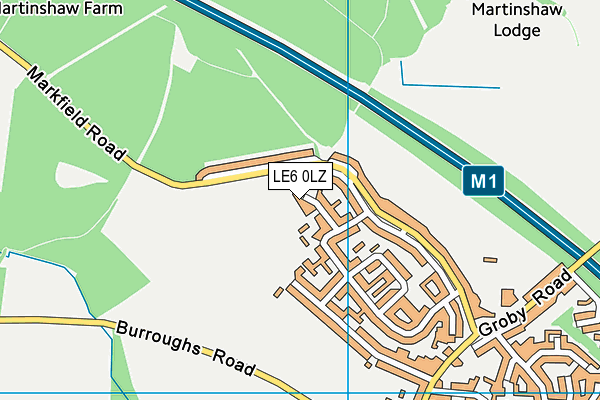 LE6 0LZ map - OS VectorMap District (Ordnance Survey)