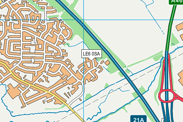 LE6 0SA map - OS VectorMap District (Ordnance Survey)