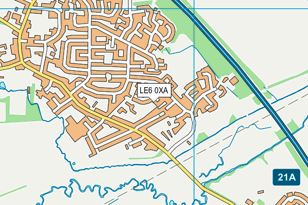 LE6 0XA map - OS VectorMap District (Ordnance Survey)