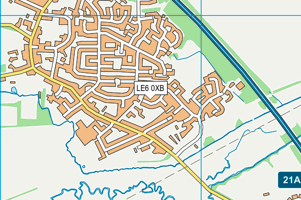 LE6 0XB map - OS VectorMap District (Ordnance Survey)