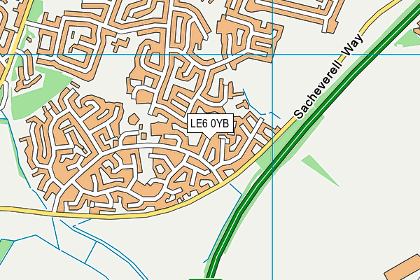 LE6 0YB map - OS VectorMap District (Ordnance Survey)