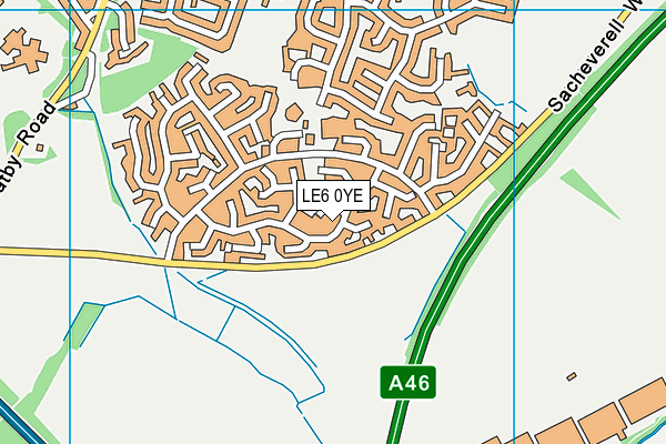 LE6 0YE map - OS VectorMap District (Ordnance Survey)