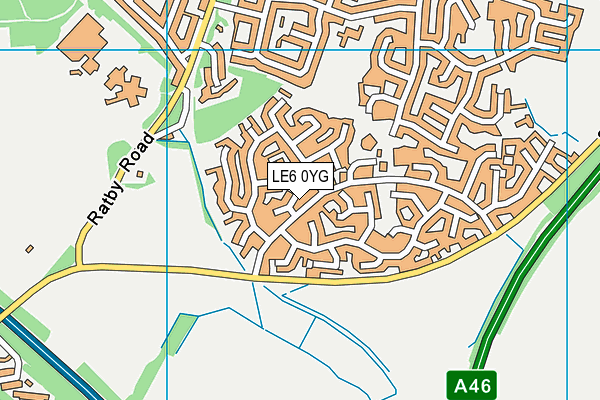 LE6 0YG map - OS VectorMap District (Ordnance Survey)