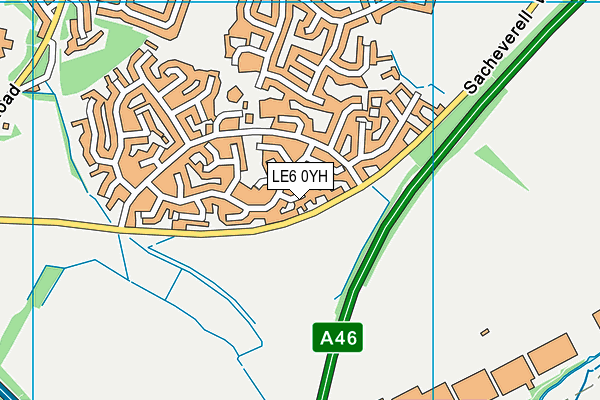 LE6 0YH map - OS VectorMap District (Ordnance Survey)