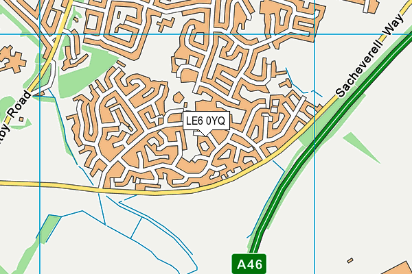 LE6 0YQ map - OS VectorMap District (Ordnance Survey)