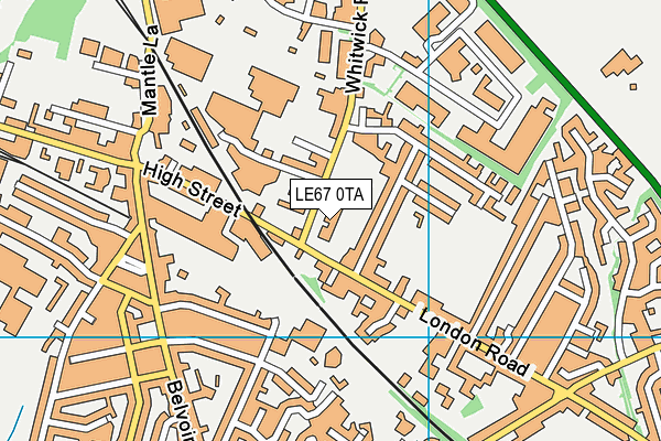 LE67 0TA map - OS VectorMap District (Ordnance Survey)