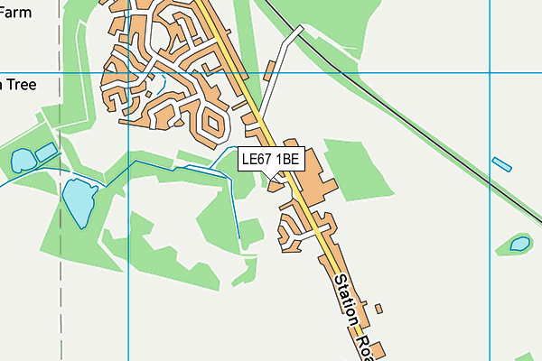 LE67 1BE map - OS VectorMap District (Ordnance Survey)