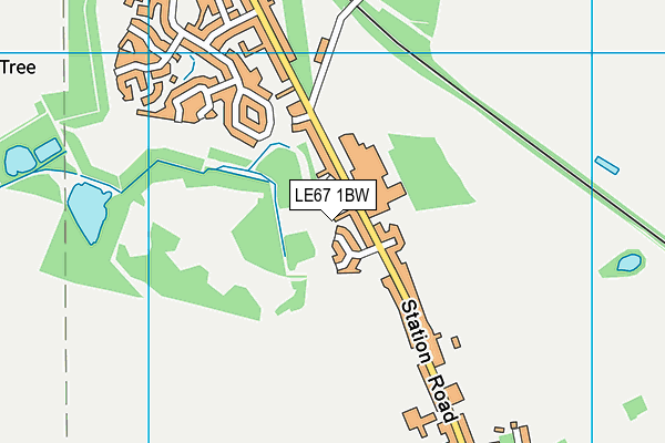 LE67 1BW map - OS VectorMap District (Ordnance Survey)