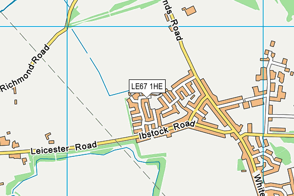 LE67 1HE map - OS VectorMap District (Ordnance Survey)