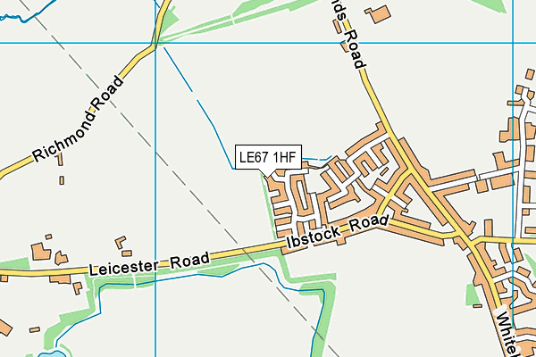 LE67 1HF map - OS VectorMap District (Ordnance Survey)