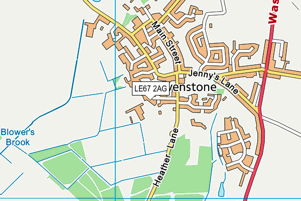 LE67 2AG map - OS VectorMap District (Ordnance Survey)