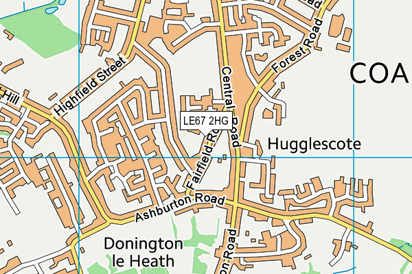 LE67 2HG map - OS VectorMap District (Ordnance Survey)