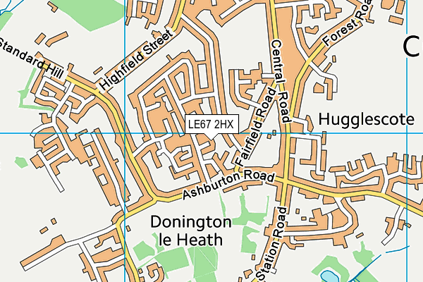 LE67 2HX map - OS VectorMap District (Ordnance Survey)