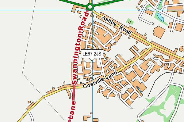 LE67 2JS map - OS VectorMap District (Ordnance Survey)