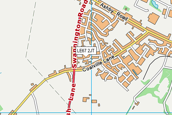 LE67 2JT map - OS VectorMap District (Ordnance Survey)