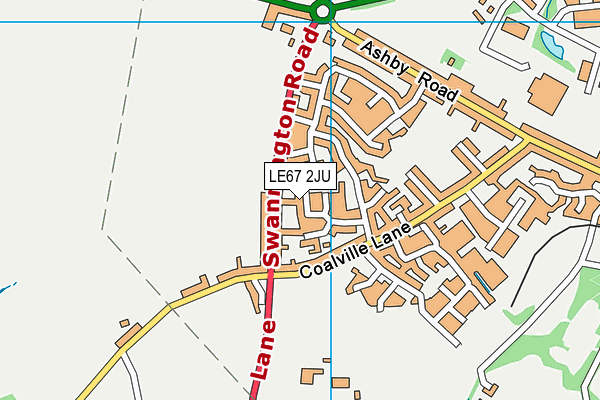 LE67 2JU map - OS VectorMap District (Ordnance Survey)