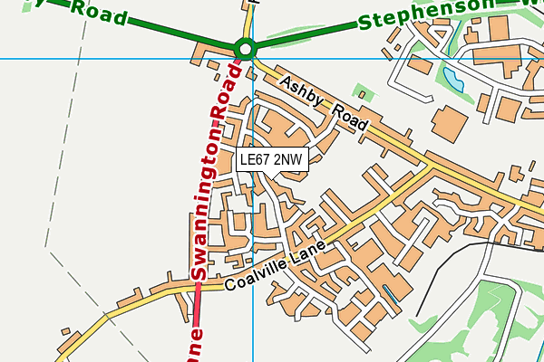 LE67 2NW map - OS VectorMap District (Ordnance Survey)