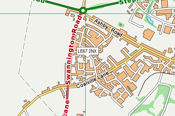 LE67 2NX map - OS VectorMap District (Ordnance Survey)