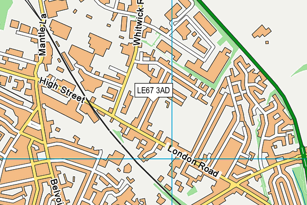 LE67 3AD map - OS VectorMap District (Ordnance Survey)