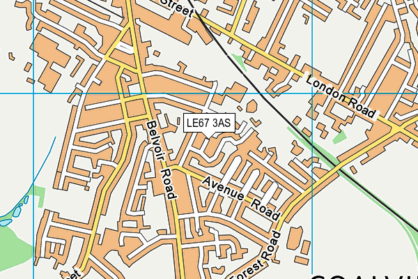 LE67 3AS map - OS VectorMap District (Ordnance Survey)
