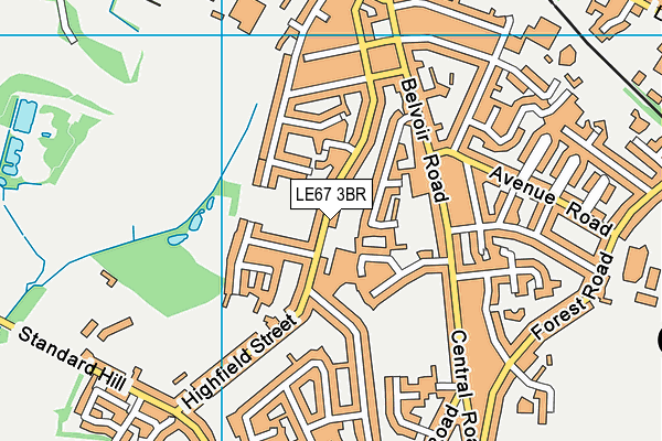 LE67 3BR map - OS VectorMap District (Ordnance Survey)