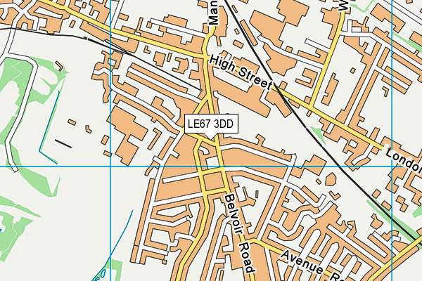 LE67 3DD map - OS VectorMap District (Ordnance Survey)