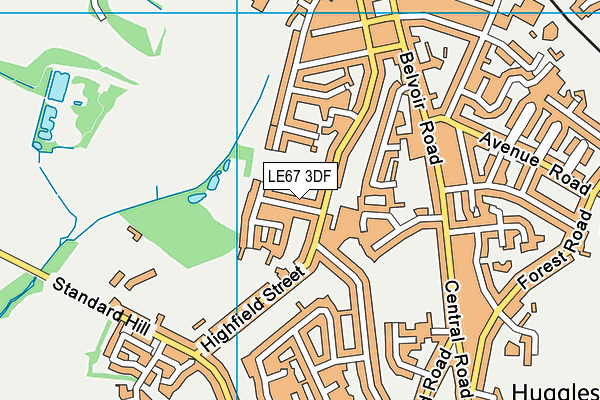 LE67 3DF map - OS VectorMap District (Ordnance Survey)
