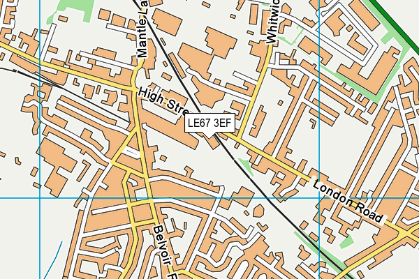 LE67 3EF map - OS VectorMap District (Ordnance Survey)